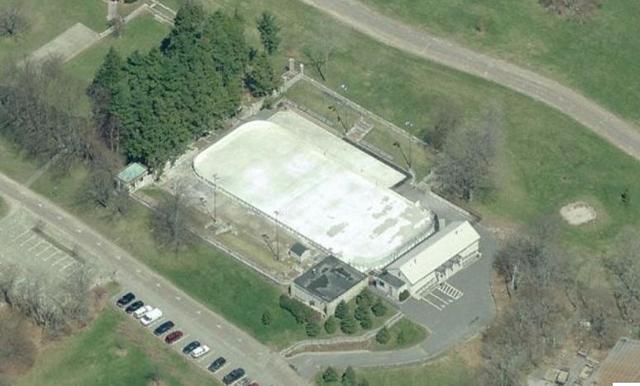 Outdoor Ice Hockey arena at Weld, in Brookline, USA