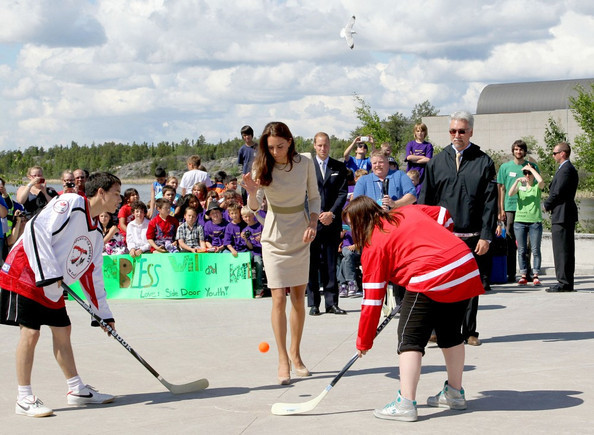 Catherine Duchess of Cambridge drops a ball in Street Hockey