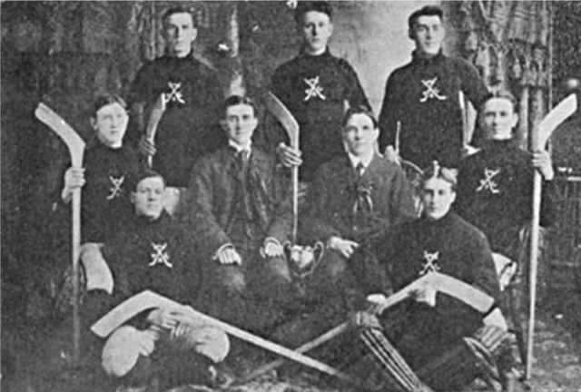 Early 1900s Ice Hockey team with trophy