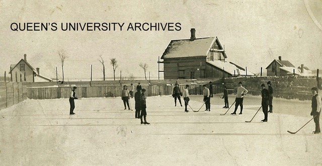 Queen's University Ice Hockey game, outdoor rink in early 1900s