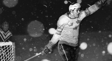 Sven Tumba of Sweden after scoring a goal in outdoor game