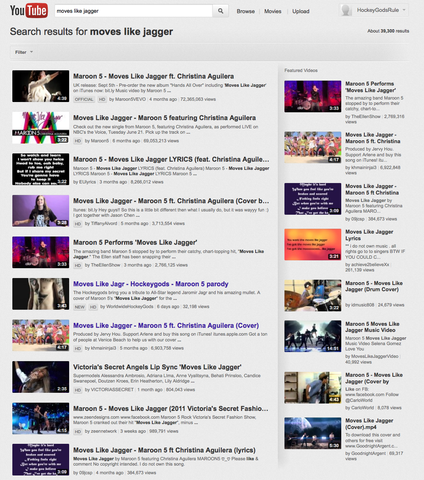 Moves Like Jagr video on home page Moves Like Jagger on YouTube
