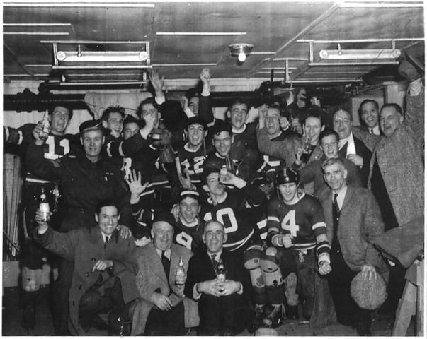 Portage Terriers celebrate the Championship in the dressing room