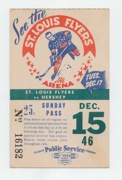 Hockey Bus Pass 1946  St Louis Flyers