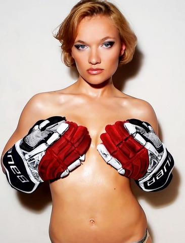 Hockey Goddess Checks Out Her New Hockey Gloves