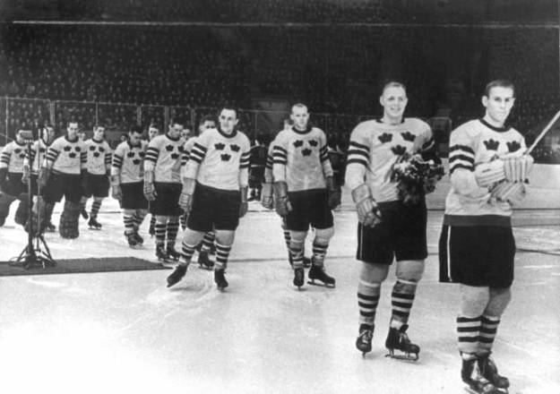 Team Sweden at 1957 World Ice Hockey Championship Award Ceremony