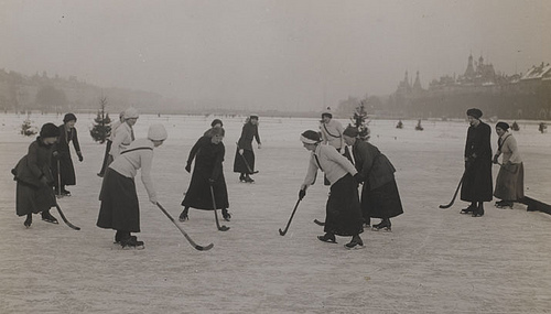 Bandy Being Played by Women on the Peblinge Søen in Denmark