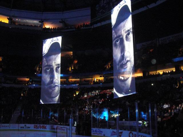 Roberto Luongo Banners - Pre-Game at Rodgers Arena in Vancouver