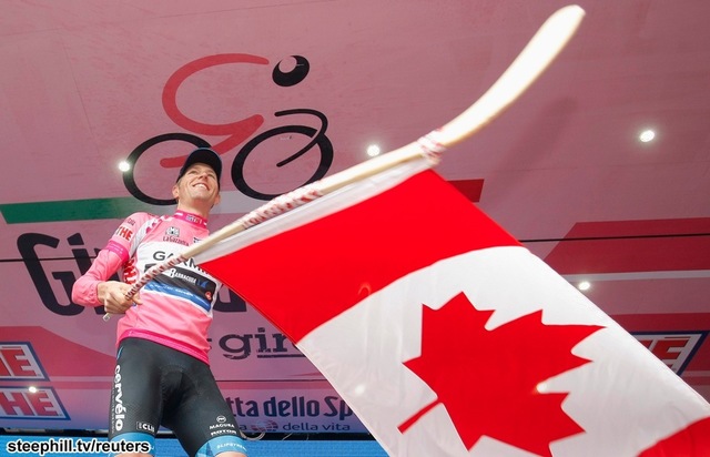 Ryder Hesjedal - Giro d'Italia Champion with Hockey Stick Flag