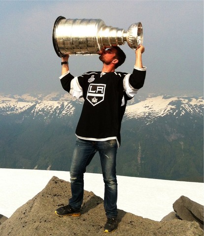 Willie Mitchell Gives The Stanley Cup a Kiss on Mt Benedict, BC