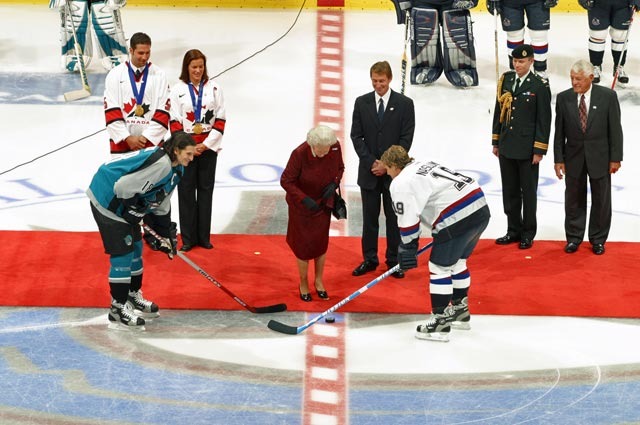 Queen Elizabeth II - Dropping Puck st Canucks Game - 2002