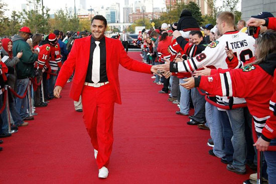 Dustin Bufuglien - Rockin The Red Suit on The Red Carpet - 2010