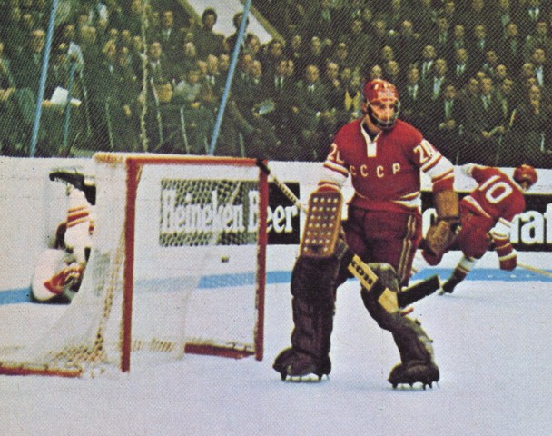 Paul Henderson was dumped on his Ass behind Tretiak in Moscow