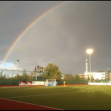 Rainbow over the Field Hockey Pitch in Dublin, Ireland - 2012