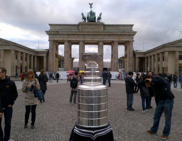 The Stanley Cup visits Brandenburg Gate in Berlin, Germany 