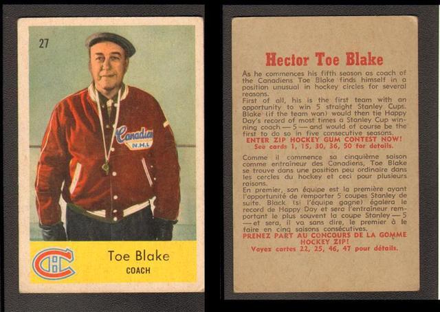Ice Hockey Card 1959 Toe Blake coach