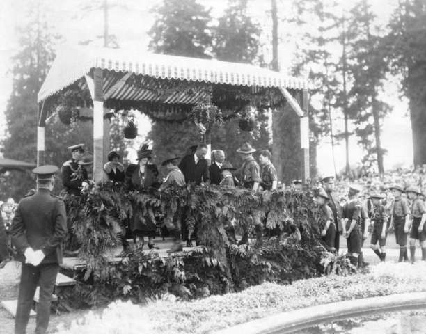 Lady Byng and Lord Byng Meeting Boy Scouts in Stanley Park 1922