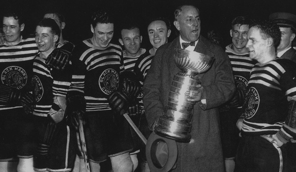 Chicago Black Hawks Owner Frederick McLaughlin & Stanley Cup 1934