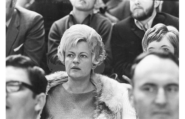 Elise Beliveau watching her husband Jean Beliveau play - 1971