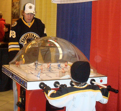 Matt Hunwick Playing Bubble Hockey - 2009