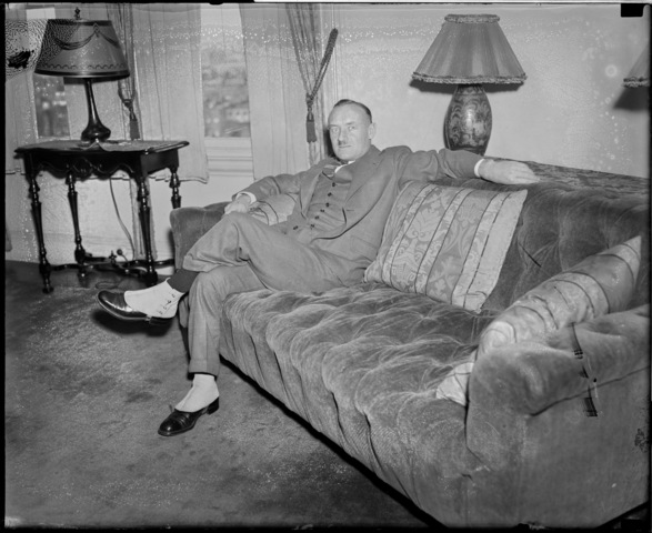 Conn Smythe in his Living Room - 1937 - Wearing Shoe Covers