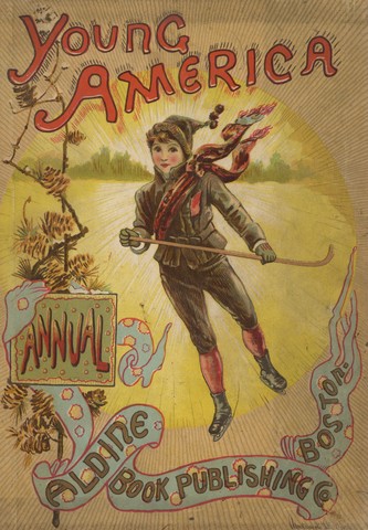 Young America Annual Cover - 1890 - Boy Skating - Ice Polo Stick