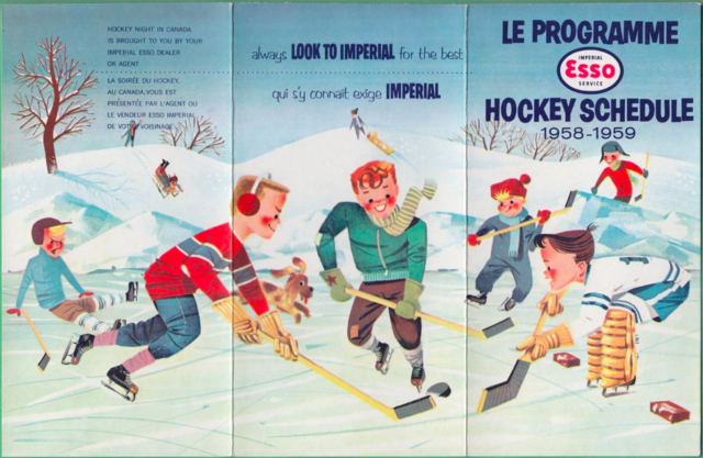 Esso Hockey Schedule - 1958 - 1959