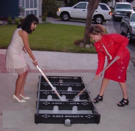Hockey Goddesses Playing Box Hockey - In High Heels Too :-)