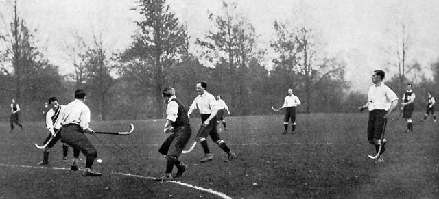 Antique Oxford University Field Hockey Game Action - 1900  