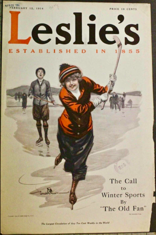Antique Women's Ice Hockey - Leslies Front Cover - 1914
