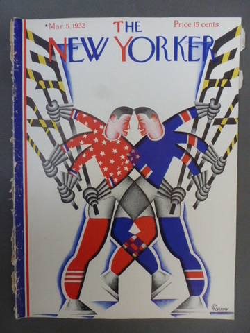 Antique Ice Hockey Magazine Cover - The New Yorker - 1932