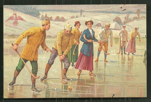 Antique Bandy Ball / Shinty Postcard - Austria - Early 1900s