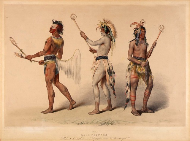 Ball Players - Stickball - Lacrosse - Native Americans - 1800s