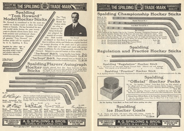 Spaldings Ice Hockey Stick Ad - 1915 - Spalding Athletic Library