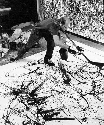 Jackson Pollock Drip Painting With A Ice Hockey Stick