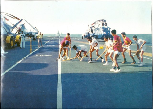Deck Hockey on the HMS Vikrant - India Ocean