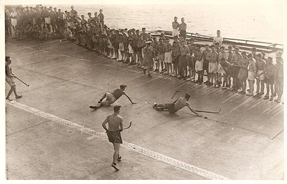 Deck Hockey on the H.M.S. Indomitable - British Royal Navy 1944