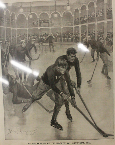 Antique Ice Hockey - Yale vs St. Nicholas  1896 - Leslies Weekly