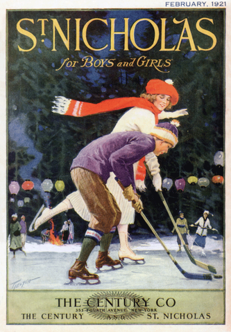 Antique Ice Hockey Ad - St Nicholas - For Boys & Girls - 1921