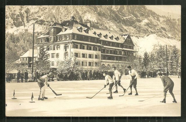 Antique Ice Hockey - Grand Hotel Victoria - Switzerland - 1928