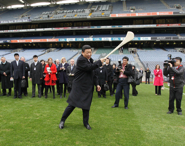 China Vice-President Xi Jinping Swings Hurling Stick  Croke Park