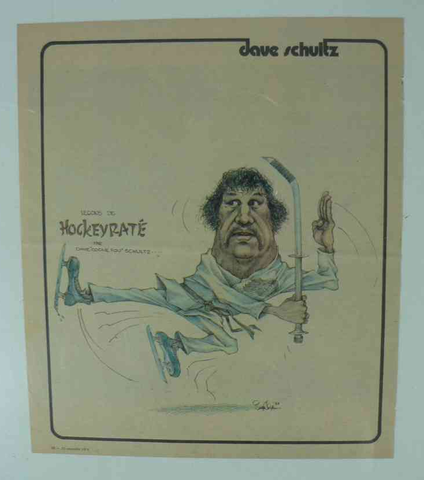Dave Schultz - Caricature Artwork - Philadelphia Flyers - 1975