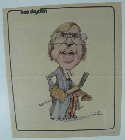 Ken Dryden - Caricature Artwork - Montreal Canadiens - 1975