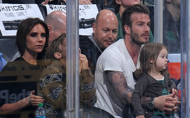 David Beckham & Family at a LA Kings 2013 NHL Playoffs Game