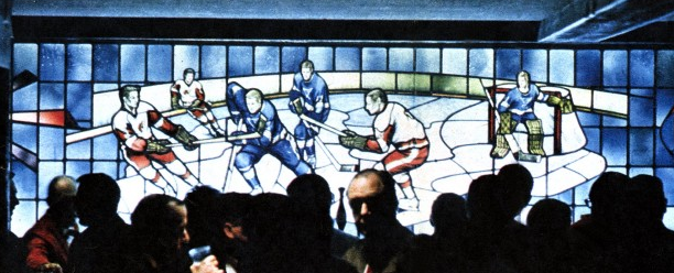 St. Louis Arena - Arena Club - Hockey Stained Glass Window  1967