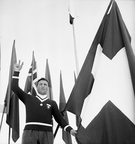 Bibi Torriani Recites Olympic Oath  at 1948 Winter Olympics