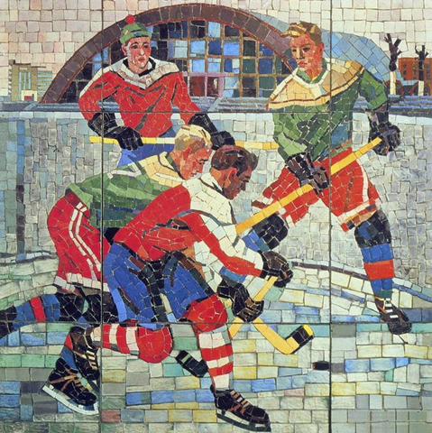 Mosaic Tiles Hockey Artwork - Russian Hockey