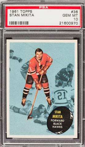Stan Mikita - Topps Hockey Card #36 - 1961 - PSA Gem Mint 10
