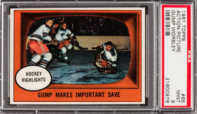 Gump Worsley Hockey Card - Topps Action Picture #65 - 1961