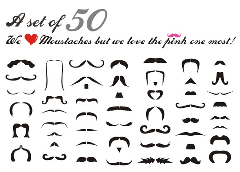 Movember Moustaches - A set of 50 Moustaches